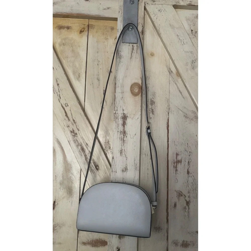 Kate Spade Perry Light Gray Saffiano Leather Dome‎ Crossbody Old Money NWOT